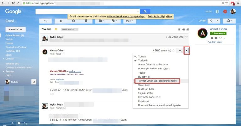 Gmail’de Kişi Nasıl Engellenir?