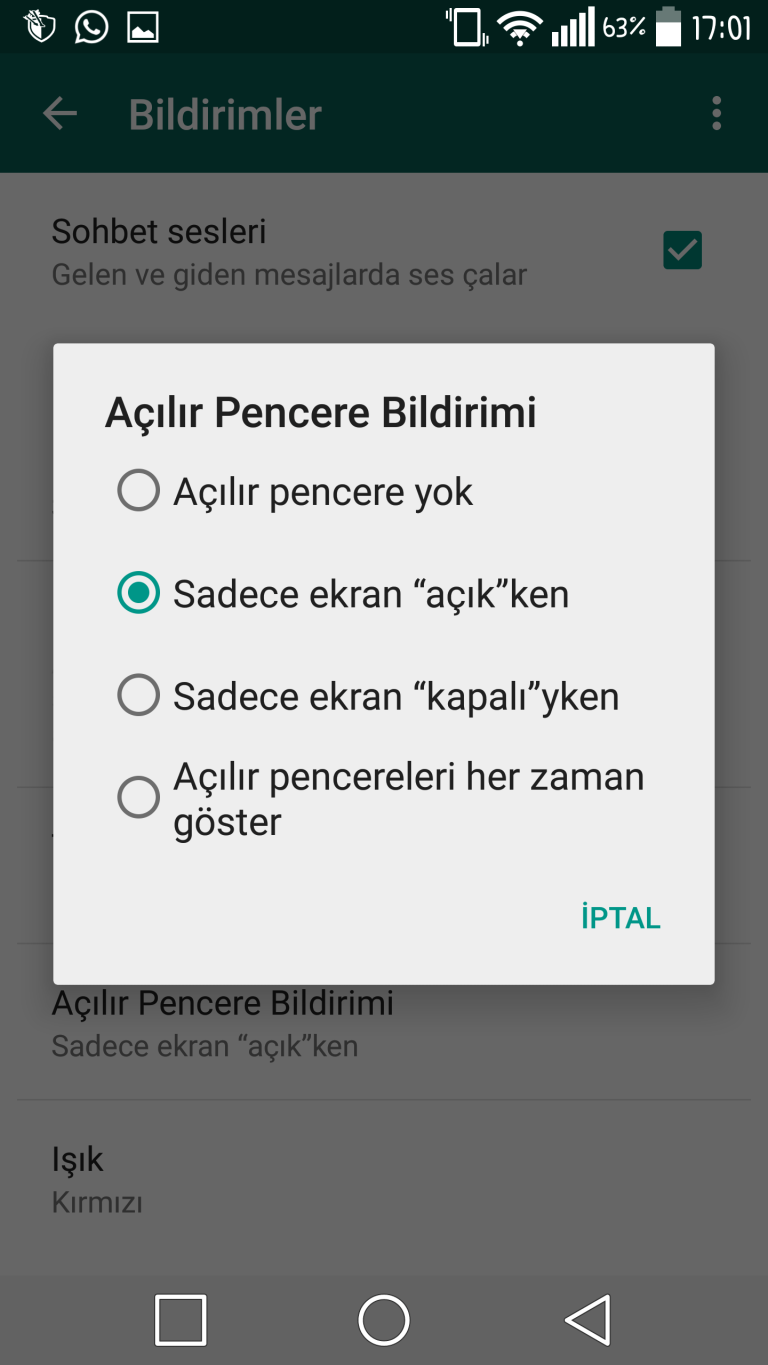 WhatsApp’ta Gelen Mesajları Ekranda Küçük Kutuda Görmek