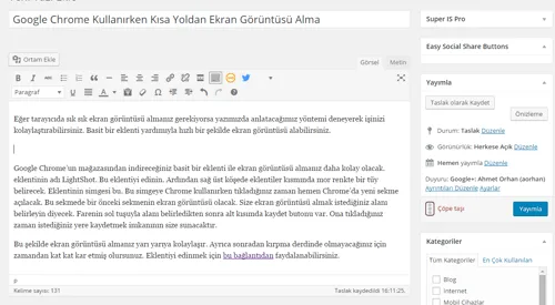Google Chrome Kullanırken Kısa Yoldan Ekran Görüntüsü Alma