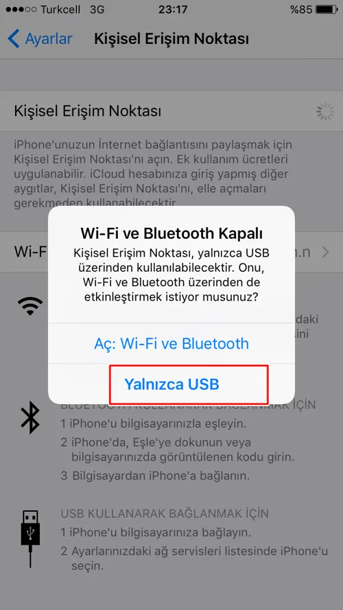 iPhone'un İnternetini USB İle Bilgisayarda Kullanma
