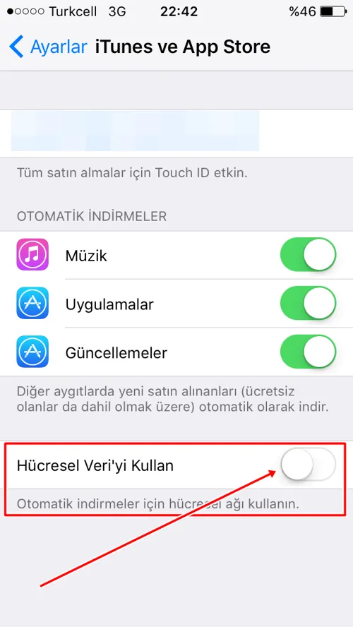 iPhone'da Hücresel Veri İle Uygulama Güncelleme