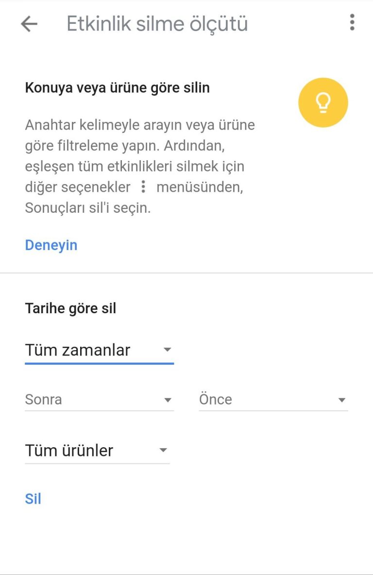 Google verilerini tamamen silin