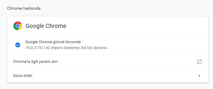 chrome güncelleme