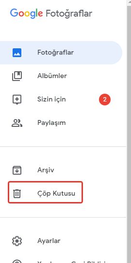 Google Fotoğraflardan Silin Öğeleri Geri Alma