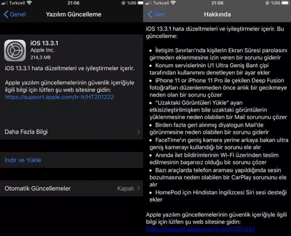 iOS 13.3.1 Güncellemesi Çıktı Yenilikler ve Güncellemeyi Alacak Cihazlar