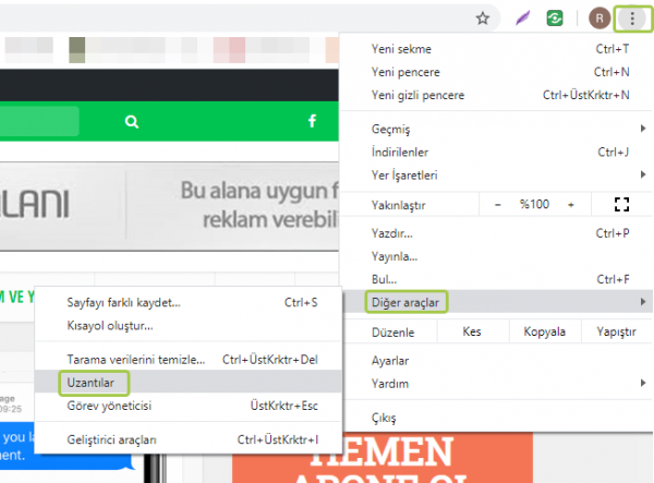 Chrome'da Tarayıcı Uzantılarını Yönetme