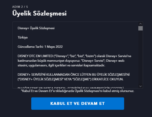 Disney Plus üyelik sözleşmesi